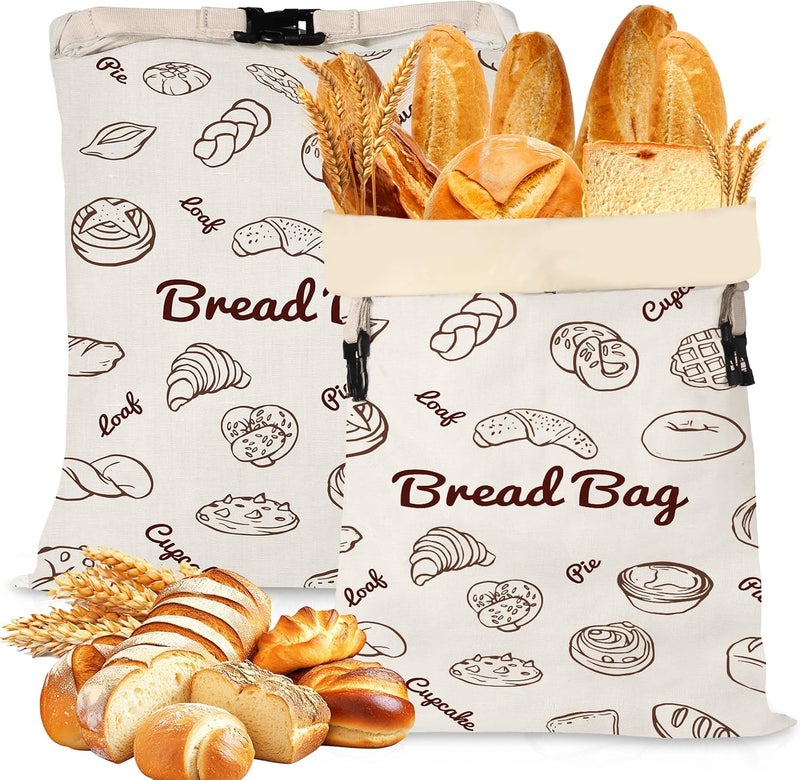 fufeisi Beeswax Bread Bags for Sourdough, 2 Pack Reusable Bread Bag for Storage XL 17x13 Inch, Large Cotton Bags for Homemade Sourdough - Keep Fresh, Freezer Safe - Image 1